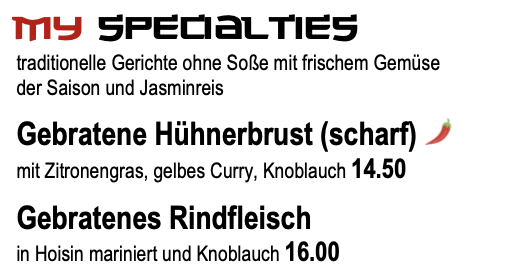 Spezialitäten, Teil 1